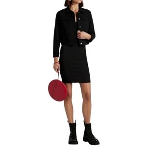 Theory Cropped Denim Jacket, Size Large, Black, NWT